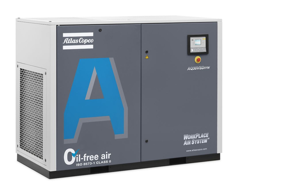 30kW オイルフリーアトラススクリューエアコンプレッサー AQ-30 VSD 72dB 騒音レベル