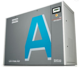 55kw オイルフリーアトラス スクリューエアコンプレッサー 水注入 AQ 55 VSD